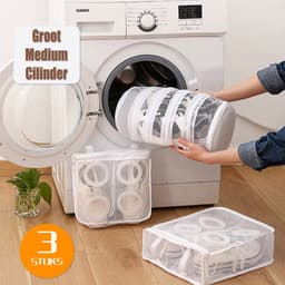 Colorful Sun® Waszak - Wasnet voor Schoenen - 3 stuks - Groot Medium Cilinder - Schoen Wassen - Speciale Zorg Waszak Huishouden - Netje Anti-Vervorming - Multifunctionele waszakje voor lingerie wasnet- sneaker cleaner waszakken voor wasgoed waszakken — thumbnail 1
