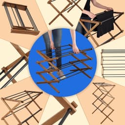 Staande droger van hout - inklapbaar torenwasrek met 11 stalen staven en 7 m² droogoppervlak - ecologisch wasrek, ruimtebesparende droger (97 cm hoog) — thumbnail 3