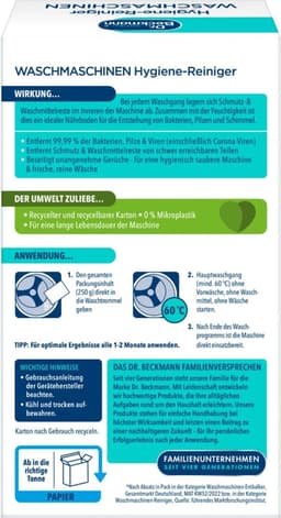 Dr. Beckmann Wasmachine Reiniger 250 gr — thumbnail 2
