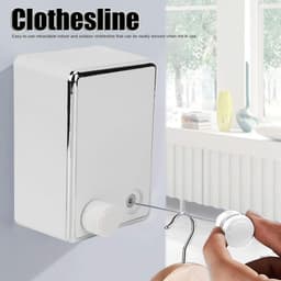 Retractable Stainless Steel Clothesline for Wall Mounting - Indoor and Outdoor Use - Up to 4.2 m (White) — thumbnail 2