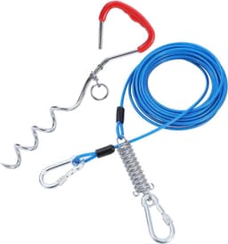 Grondanker hond 10 meter lange hondenriem met schokabsorberende veer - 42 cm spiraalvormige grondpen paal - hondenketting voor tuin buiten camping - blauw + rood Grondanker hond — thumbnail 5