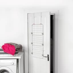 Three-Tier Overdoor Clothes Airer with Adjustable Shelves Space Saving Drying Rack - Compact Living & Smaller Households - Pink/White Color — thumbnail 4