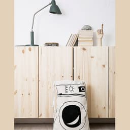 Allernieuwste.nl® Waszak met Wasmachine Print - Wasgoed Opbergtas met Trekkoord - Badkamer Was Zak - Laundry Bag - wit-zwart - 65 x 47 cm — thumbnail 2