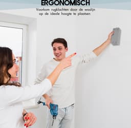W&Z Waslijn Uittrekbaar - Wasdraad - Wanddroogrek zonder boren - Rol drooglijn - Waslijndraad met stalen kern - 8,4 m drooglengte - Grijs — thumbnail 5