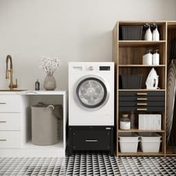 Wasophoogte® Wasmachine verhoger met lade - Wasmachine opbouwmeubel - Wasmachine sokkel - 42cm hoog - Zwart - Universeel - Inclusief Lekbak — thumbnail 5