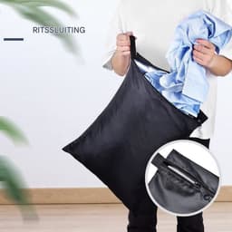 Waterdichte natte droge waszak, vuile waszak, reistas voor natte kleding met ritsen, stoffen luiertassen, multifunctionele waszakken, organizer, opbergtas voor badpakken, sportschool (1 stuk,28 x 45 inch) - zwart - 2XL - 70x115cm — thumbnail 5