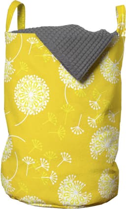 New Bed, Wasmand met Dandelion Bloemen in Geel Wit, Opbergmand kinderkamer met Handvatten en Koordsluiting, Speelgoedmand kinderen - Speelgoedkist - Wasbox - 33 x 48 cm — thumbnail 2