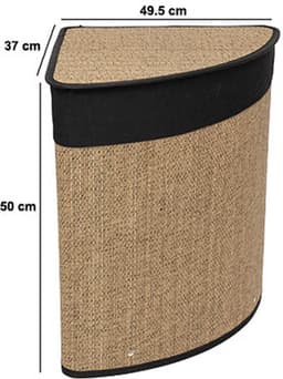 5Five Wasmand - bamboe hout - met deksel - naturel - 50 x 37 x 50 cm - 48 liter - opvouwbaar — thumbnail 3
