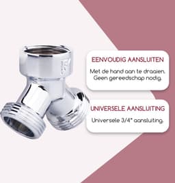 Fyveli - Y-stuk Kraansplitter - 3/4" - Verchroomd Messing - Waterverdeler Wasmachine en Vaatwasser — thumbnail 2
