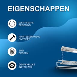 Elektrisch droogrek - Plafonddroogrek - Voor binnengebruik - Met afstandsbediening - Zilver — thumbnail 2