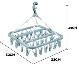 Unyqoos® Opvouwbare en winddichte hangende sokkenhouder met 32 stevige clips — thumbnail 3