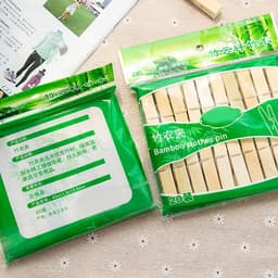 Houten Kledingclips - Winddichte Clips - Kleding Drogen - Natuurlijk Bamboe - 20 Stuks - Standaard — thumbnail 5