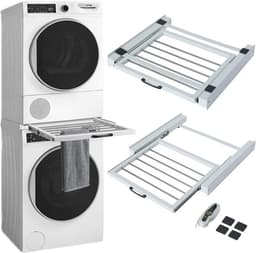 Universele Wasmachine en Droger Aansluitset met Verwijderbare Droogrek en Veiligheidsaccessoires — thumbnail 1