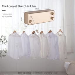 Intrekbare Onzichtbare Waslijn voor Binnen - 4.2m Dubbele Lijn Droger — thumbnail 5