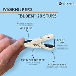Bloem Wasknijpers 20 Stuks in Blauw en Wit - Knijpers voor Kleding en Huishouden — thumbnail 5