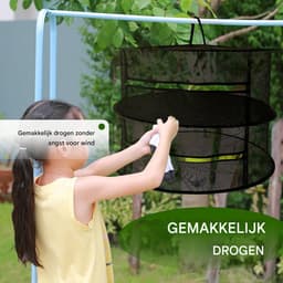 longziming -Vouwbaar Kruidentrokingsnet met Rits – 2 Laags, Zwart, Ideaal voor het Drogen van Kruiden, Groenten, Vlees, Vis en Meer — thumbnail 5
