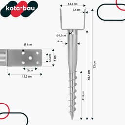 Kotarbau - Stalen Grondankerset - 141x720 MM - Smeedbaar - Zilver — thumbnail 4