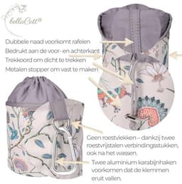 Draagbare wasknijperzak met kolibries – Opbergzak 100% katoen voor huishouden, tuin en kamperen — thumbnail 2