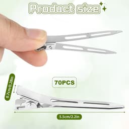 70 Stuks Zilveren Haarspeldjes 5,5 cm - Antislip Krokodillenklemmen voor Dames en Kapsalon — thumbnail 2