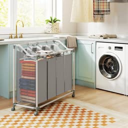 Wasmand op Wielen met 4 compartimenten - 160 ltr - uitneembare waszak — thumbnail 3
