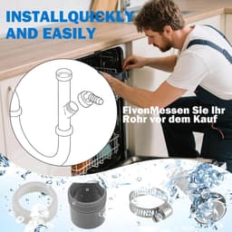 MK Stoer -Afvoerset wasmachine - Afvoeradapter - 40mm buis - Slangklem - Inlaatstuk 19-24 mm - Afvoer wasmachine - Wasmachineaansluiting - Geschikt voor vaatwasser, droger - Zwart - Waschmachine. — thumbnail 4