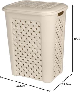 Opengewerkt Wasmand 30 Liter - Beige Kunststof — thumbnail 2