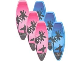 Gerimport Handdoekknijpers - 6x - surfplank - blauw/roze - handdoekklem - kunststof