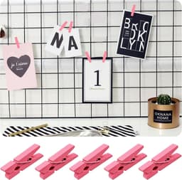 100x Mini Houten Knijpers Roze voor Foto's, Knutselen en Decoratie - 3,5 cm — thumbnail 5