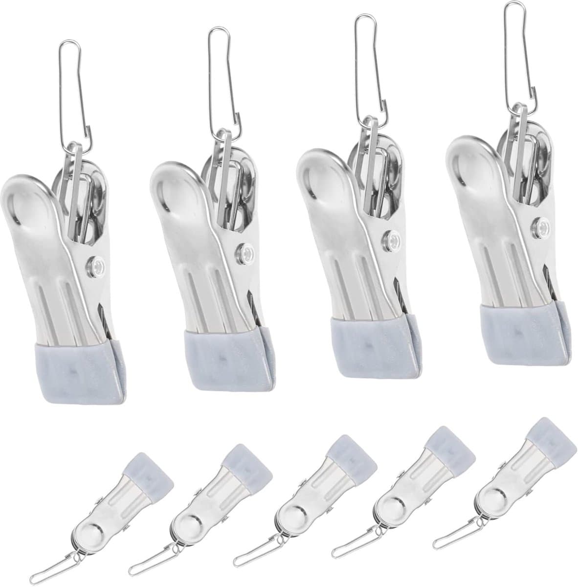 Wasknijpers Set - Kledingklemmen Clips - Kleding Drogen - Roestvrij Staal - 8.5 cm Lengte - Zilverkleurig — afbeelding 1