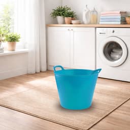 Plasticforte flexibele emmer/kuip - blauw - kunststof - rond - 25 liter - 42 x 38 x 33 cm - wasmanden - tuinafval - speelgoed — thumbnail 2