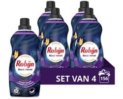 Robijn - Klein & Krachtig Wasmiddel Black Velvet 39 Wasbeurten - 4 x 1,19 liter - Voordeelverpakking