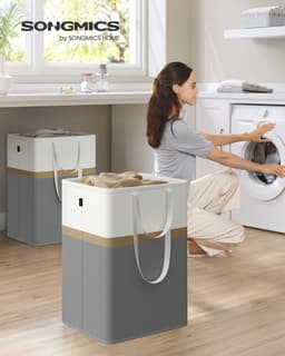 SONGMICS - Wasmand - Wasmanden Set van 2 - Opvouwbaar - Met Korte en Lange Handgrepen - Gemakkelijk te Dragen en Reinigen — thumbnail 3