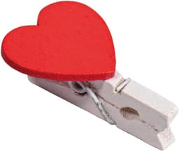 Mini wasknijpers "Hart" Rood-Wit, 50 stuks, 3 cm, Creatieve knutselprojecten, Decoraties, Valentijnsdag, Bruiloft, Moederdag, Cadeau — thumbnail 2