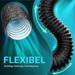 100mm Afvoerslang - 6m Flexibel PVC Aluminium Geluidsgeïsoleerd - Ventilatieslang voor Droger, Mobiele Airco, Groeitent - Zwart - 1 Stuk — thumbnail 3