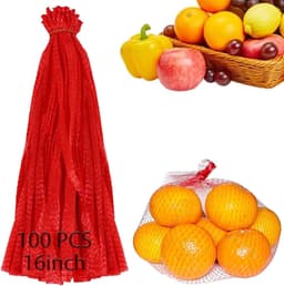 Herbruikbare Netzakken - Opbergzakken Gaas - Groente Fruit Opslag - Ademend Nylon Materiaal - 40cm Groot - Rood — thumbnail 1