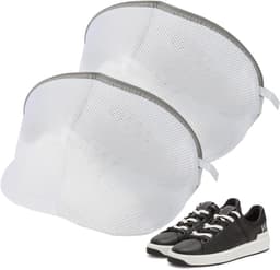 Set van 2 herbruikbare waszakken voor schoenen en kleding - Beschermende waszakken voor schoenen - Universele waszak met gaas - Diepreiniging - Grijs - 24x24x40 cm — thumbnail 1