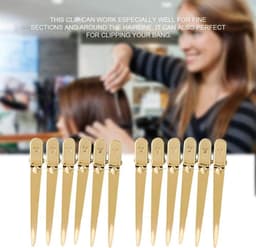 12x Antislip Kappershaarclips Goud - Professionele Vlinderklemmen voor Knippen en Verven — thumbnail 3