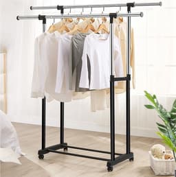 Droogrek Kleding - Wasrek Opvouwbaar - Ruimtebesparend Drogen - Intrekbaar & Verstelbaar - 78-160cm Hoog - Zwart — thumbnail 2