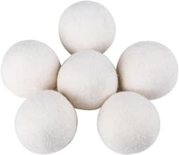 Set van 6 herbruikbare vilten drogerballen voor het wassen van donsjack - Natuurlijke wol tennisballen 8 cm — thumbnail 1
