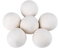 Set van 6 herbruikbare vilten drogerballen voor het wassen van donsjack - Natuurlijke wol tennisballen 8 cm