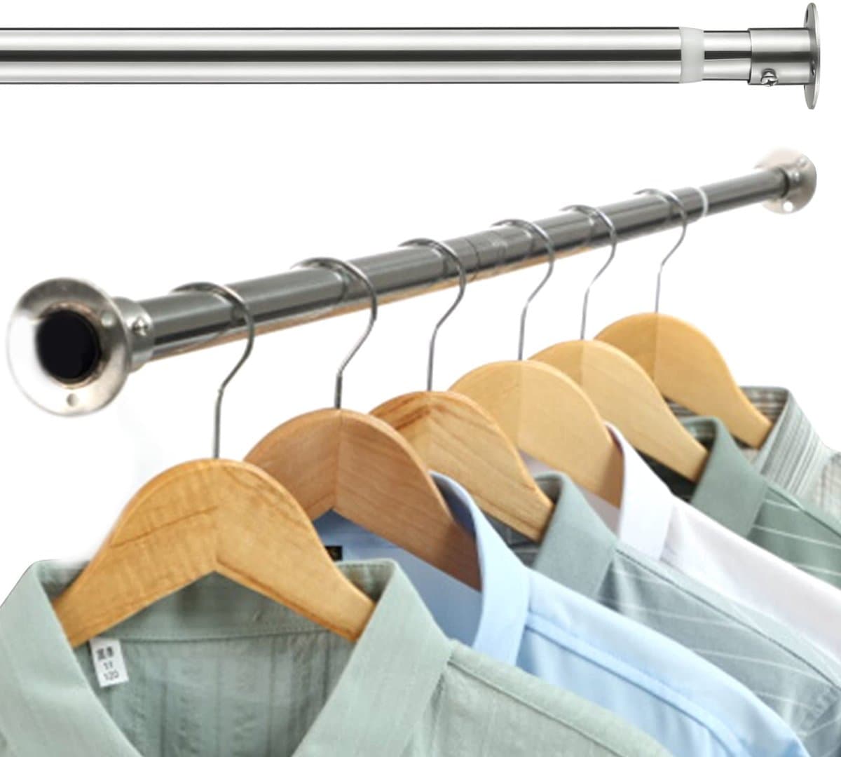 Uittrekbare Kledingrail - Roestvrij Staal - 77-103 cm — afbeelding 1