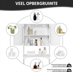 SNJY® Wasmachine Kast - Wasmachine Verhoger - Wasmachine Ombouw - 23D x 75B x 180H cm - Wit — thumbnail 4