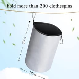 Kledingknijperzak met Sluitkoord - Opslag voor tot 200 Knijpers, Pennenzak voor Knijpers, Binnen- en Buitenopslag (Grijs, 2 Stuks) — thumbnail 4
