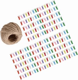 Allecto Plus - Mini Wasknijpers 200 Stuks voor Foto's en Knutselwerk - Inclusief 1 Rol 50 Meter Jute Touw - Houten Mini Knijpers Clips - Creatief DIY Materiaal — thumbnail 5