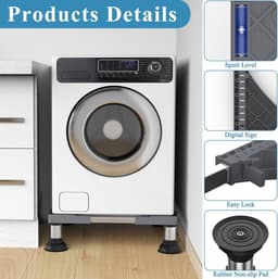 RFWR® Verstelbare Wasmachineonderstel met Roestvrijstalen Poten - Max. 250 kg Draagvermogen - Breedte 45-65 cm - Hoogte 15-18 cm — thumbnail 4