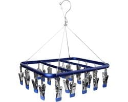Nail Sock Drying Rack Aluminium Sock Hooks Underwear Hooks with Weatherproof Hooks Suitable for Socks Underwear Underwear Shoe Inserts Baby Clothing Gloves (Blue)