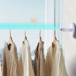 Indoor Wall Mounted Extendable Portable Drying Clothesline Retractable 5m for Living Room Bathroom Balcony (White) — thumbnail 3