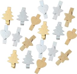 Allecto Plus - Houten wasknijpers voor decoratie - 30 stuks - Kleine knijpers voor Kerst en bruiloft - Gemengde kleuren - Feestelijke houten klemmen — thumbnail 1