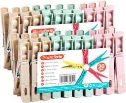 Plasticforte Wasknijpers - 40x stuks - pastel kleuren mix - kunststof - 7 cm - Was ophangen — thumbnail 1