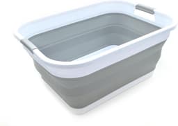 Foldable Plastic Laundry Basket - 41L Capacity - Foldable Pop Up Storage Container/Organizer - Portable Laundry Bin - Space Saving Design (Grey) — thumbnail 1
